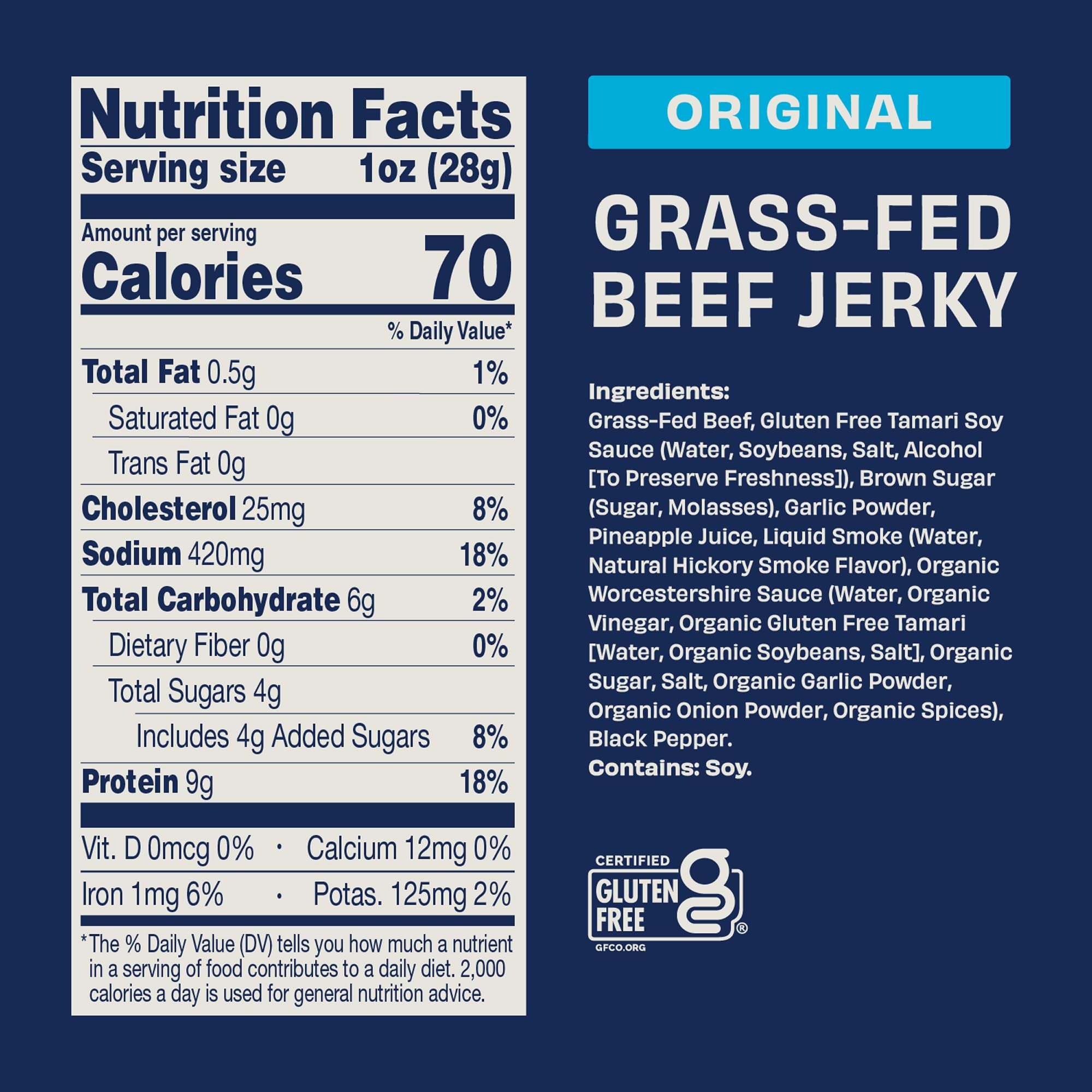 Archer Jerky Grass Fed Beef Jerky - Beef Snack Bags Bulk, Individual Packs, Protein Snack, Gluten Free, No Nitrates, Natural Ingredients - Original