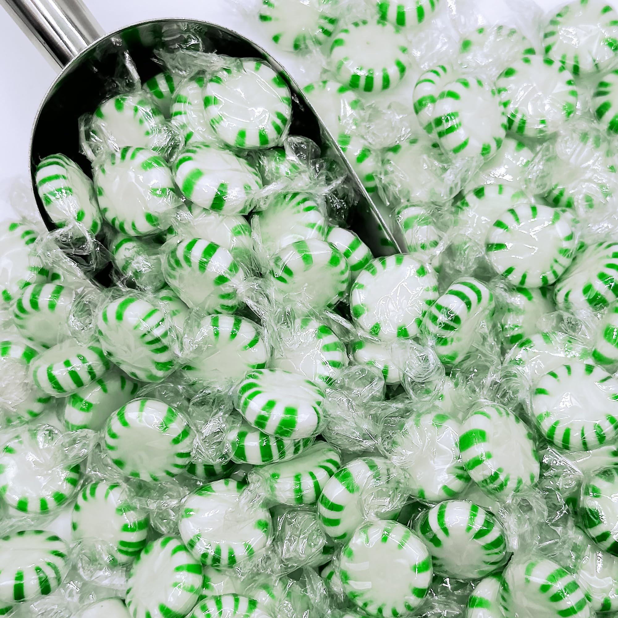 Starlight Spearmint Candy - 2 Pound Bulk (Approx 170 Pieces) Individually Wrapped Mints - Refreshing Green & White Spearmint Hard Candy Discs