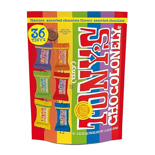 Tony’s Chocolonely Assorted Chocolate Candy Pieces, Belgian Milk & Dark Chocolate, Caramel Sea Salt, Almond Sea Salt, Honey Almond Nougat, Pretzel