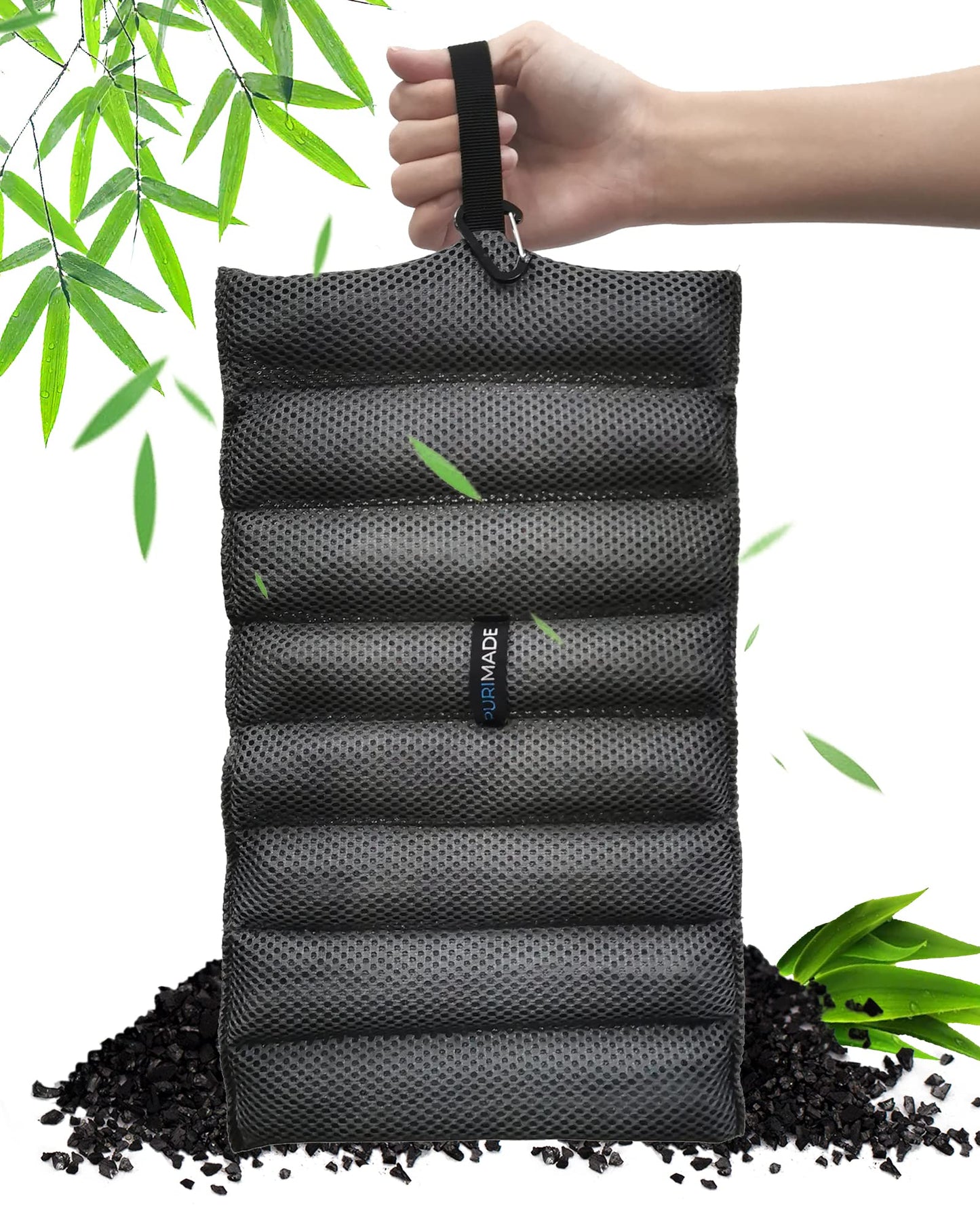 PURIMADE Bamboo Charcoal Air Purifying Bag,Reusable Natural Activated Charcoal Bags,300g Deodorizer and Odor Purifier,for Home,Car,Pet