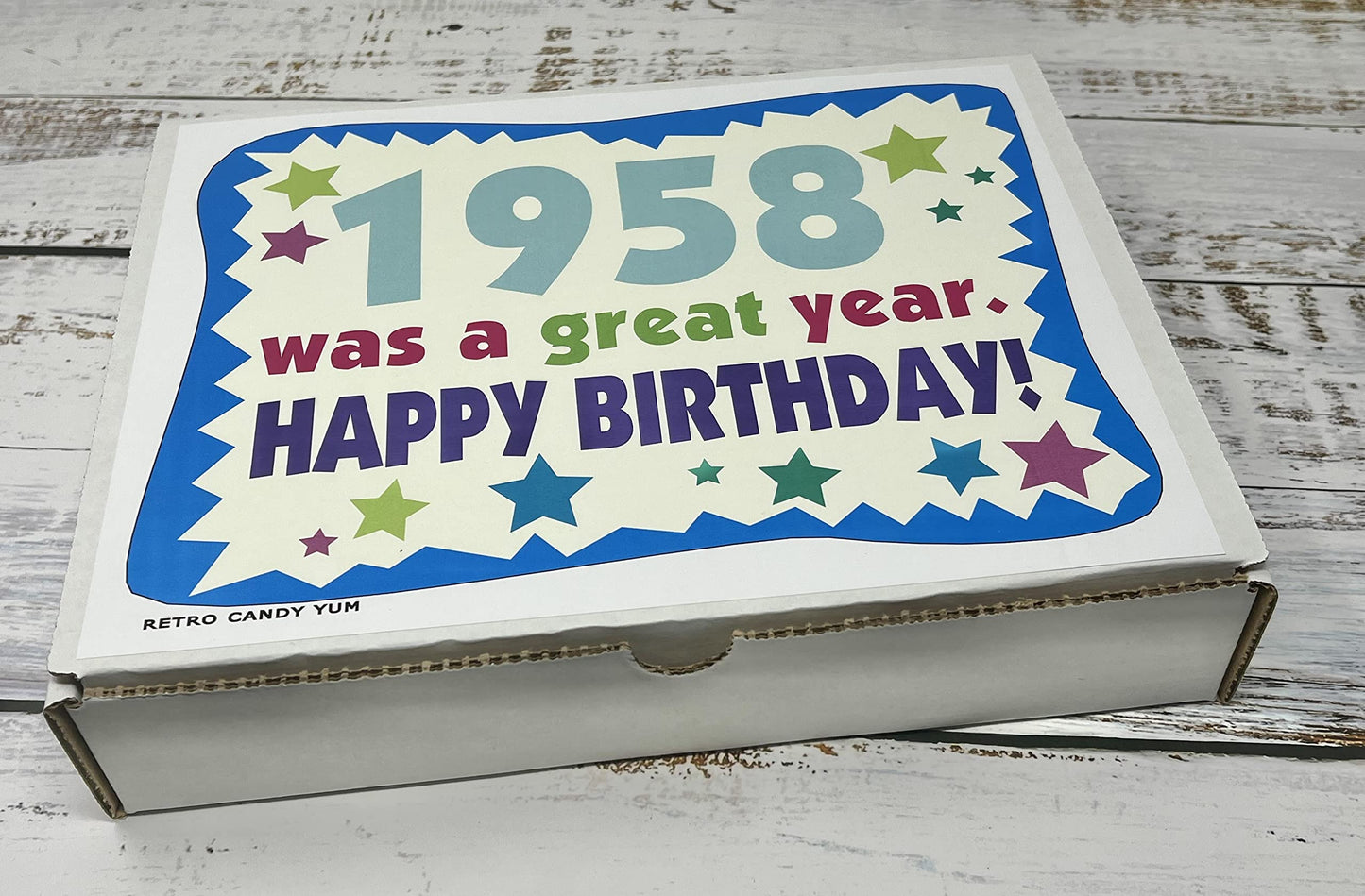 RETRO CANDY YUM ~ 1958 68th Birthday Gift Box Nostalgic Candy Assortment from Childhood for 68 Old Man or Woman Born 1958