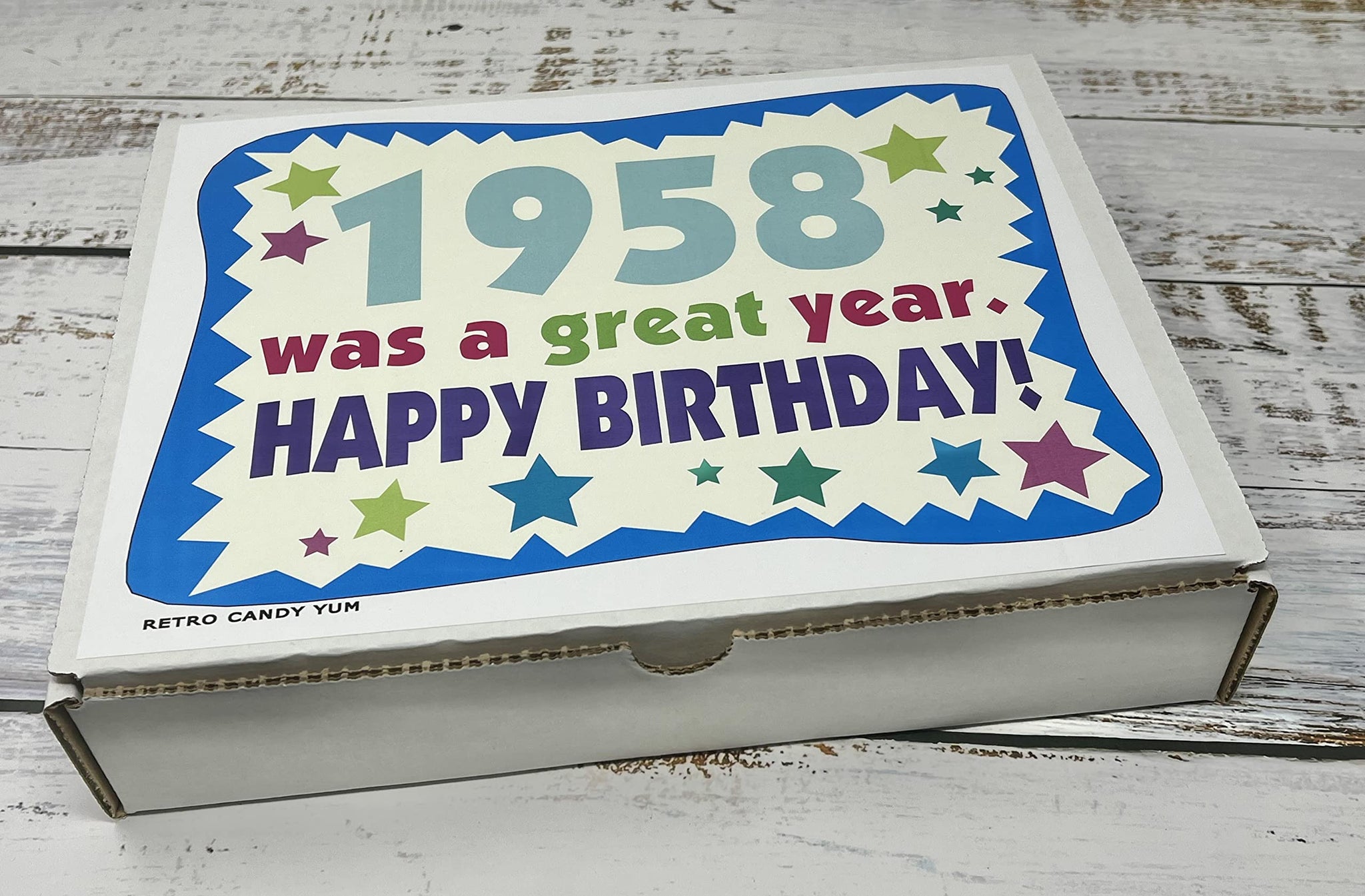 RETRO CANDY YUM ~ 1958 68th Birthday Gift Box Nostalgic Candy Assortment from Childhood for 68 Old Man or Woman Born 1958