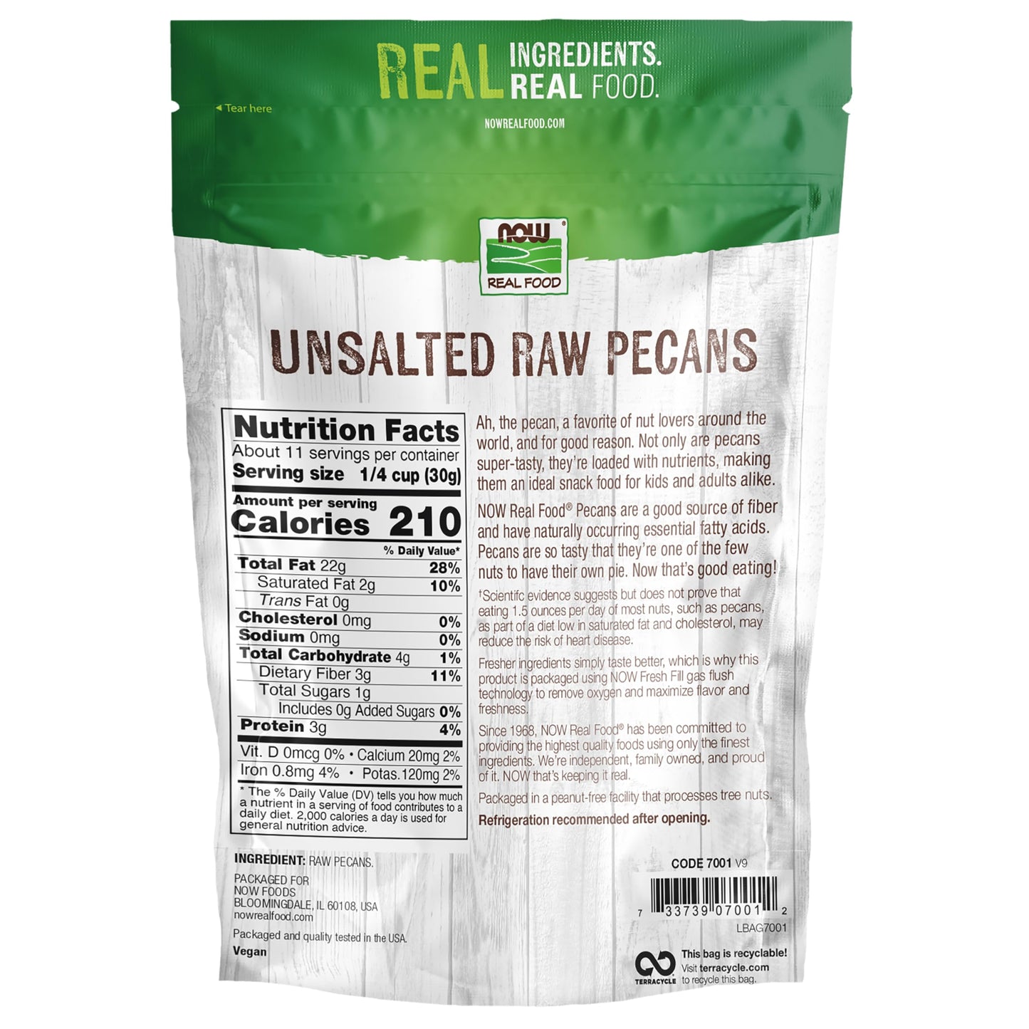 NOW Foods, Pecans, Raw and Unsalted, Halves and Pieces, Natural Source of Essential Fatty Acids, Grown in the USA, 12-Ounce (Packaging May Vary)