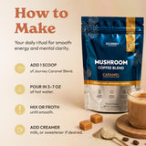 Mushroom Coffee with Collagen - Caramel Blend - Adaptogenic Instant Coffee for Energy, Focus, & Mental Clarity - Enhanced with Lion’s Mane, Chaga