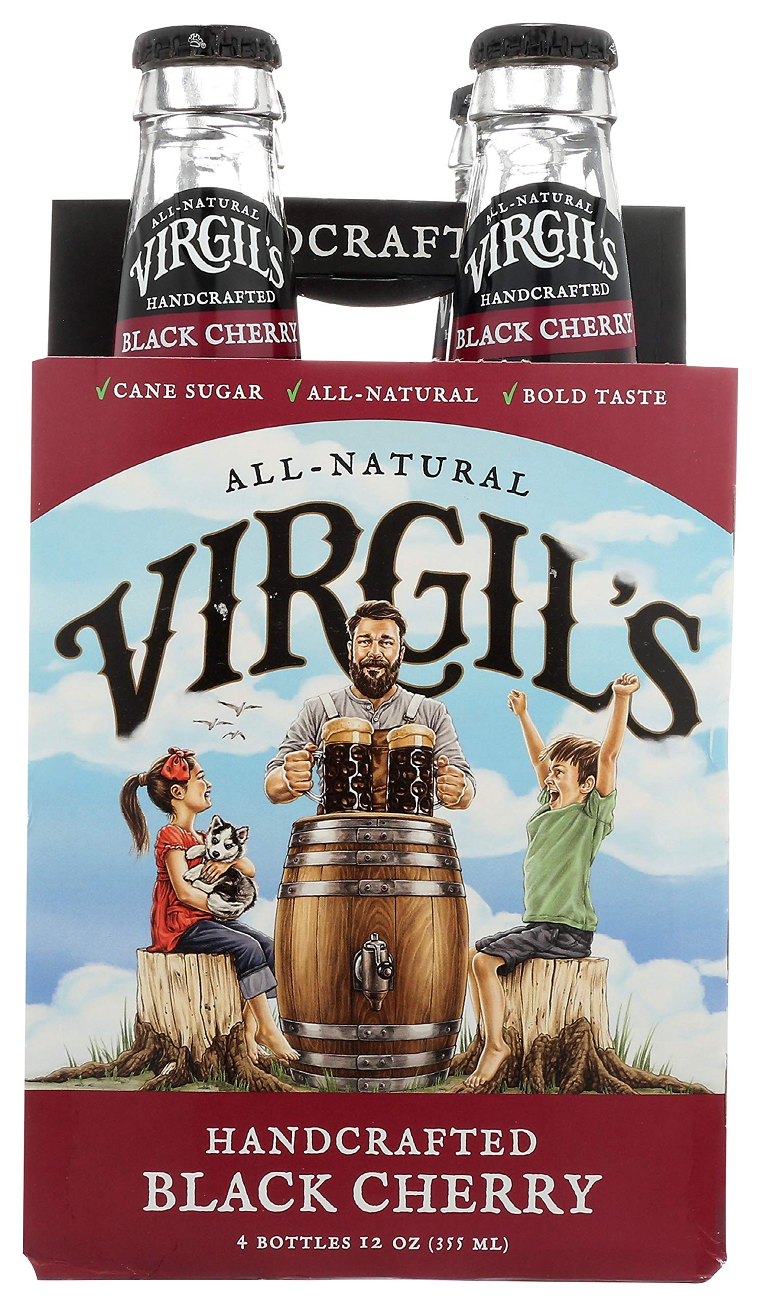 Virgil's Cream Soda, Black Cherry 12 oz. 4-Count (Pack of 6)