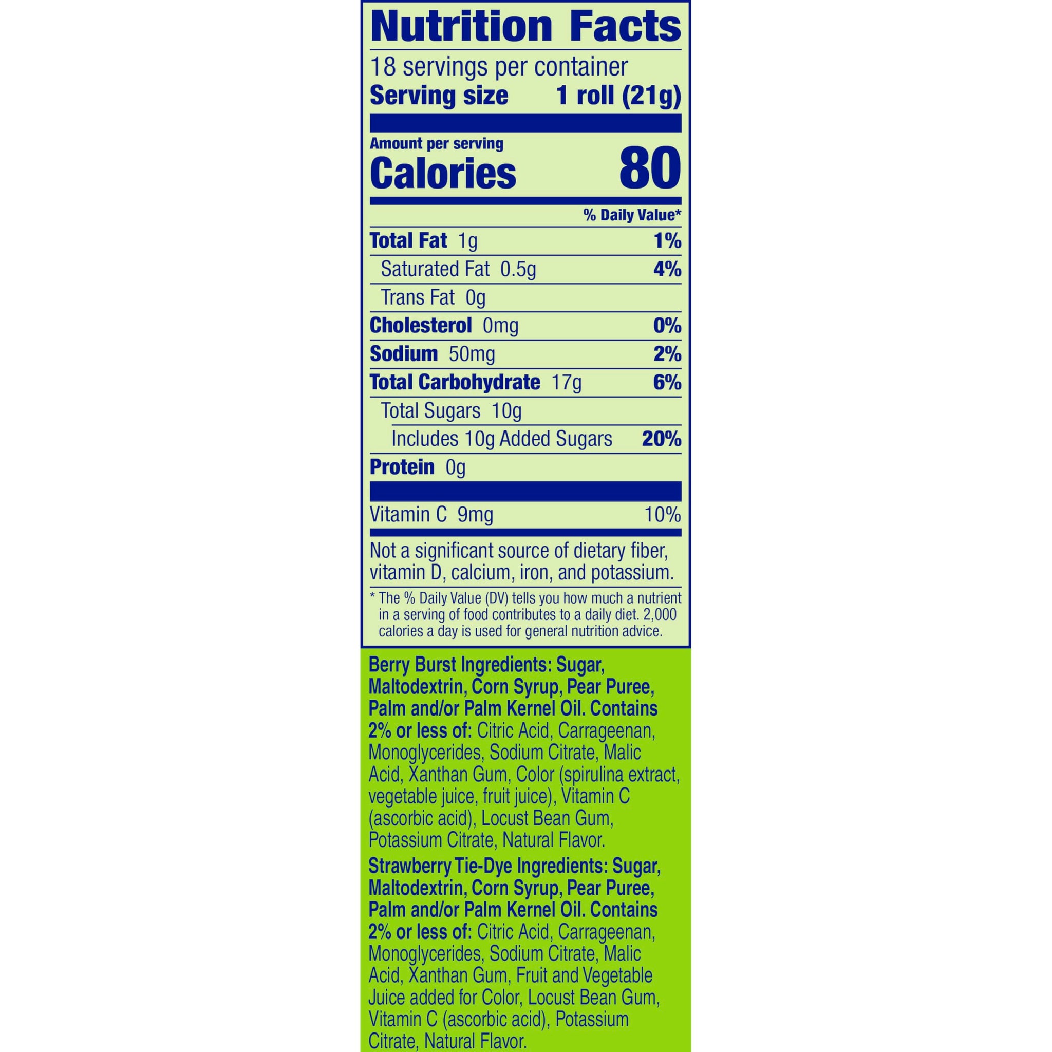 Fruit by the Foot Fruit Flavored Snacks, No Colors from Artificial Sources, Gluten Free, Variety Pack, 18 Ct, 13.5 oz