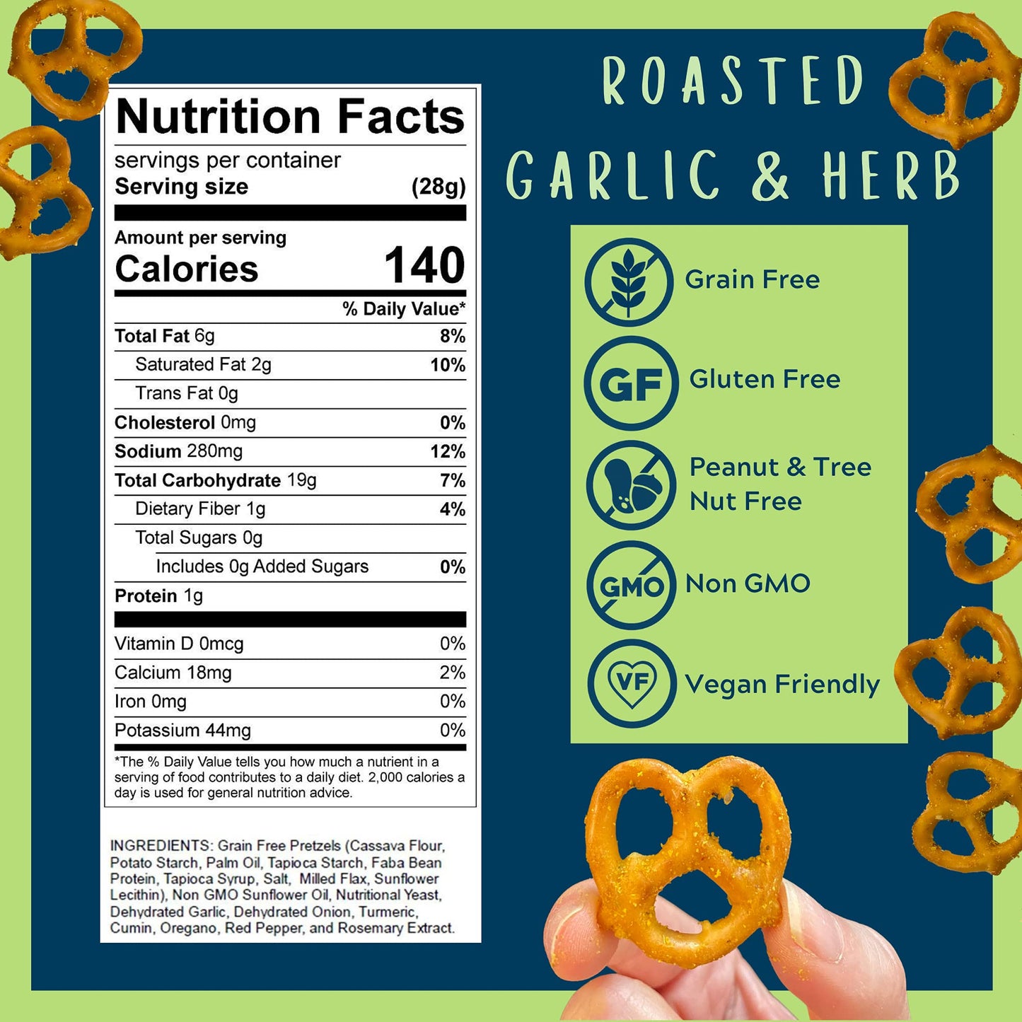 Savor By Susie Garlic & Herb Grain Free Pretzels, 5 OZ