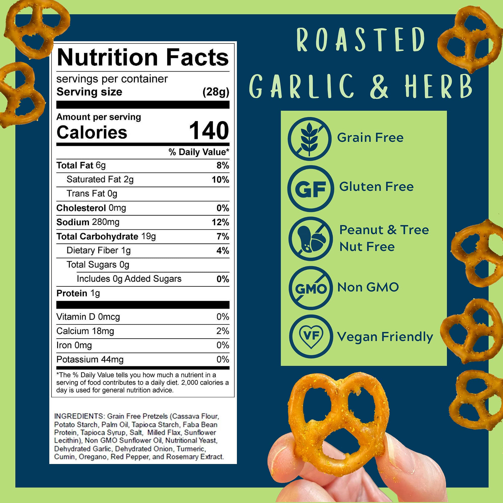 Savor By Susie Garlic & Herb Grain Free Pretzels, 5 OZ