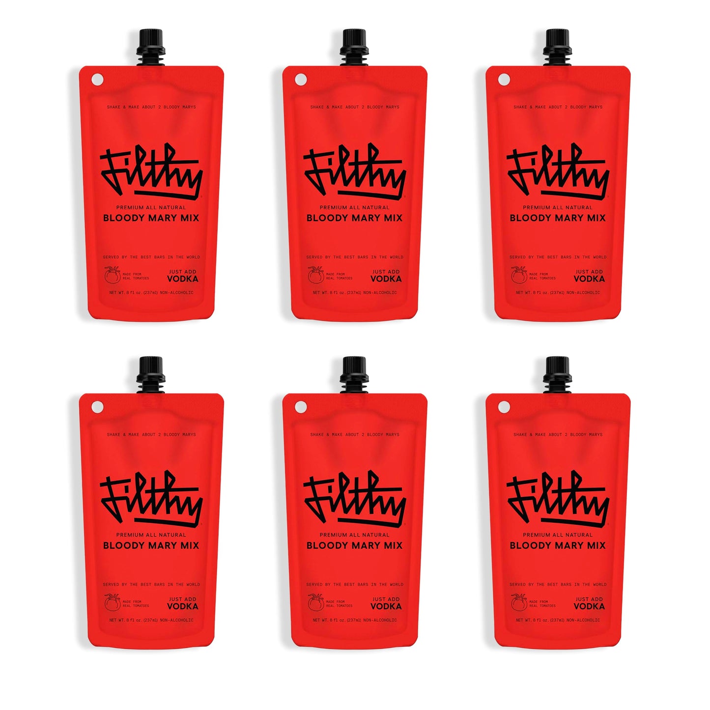 Filthy Bloody Mary Mix, Premium Cocktail Mixer, All-Natural, Travel Friendly for Vacation, Brunch, Home Bars and Hosting, Made From Real Tomatoes, 8