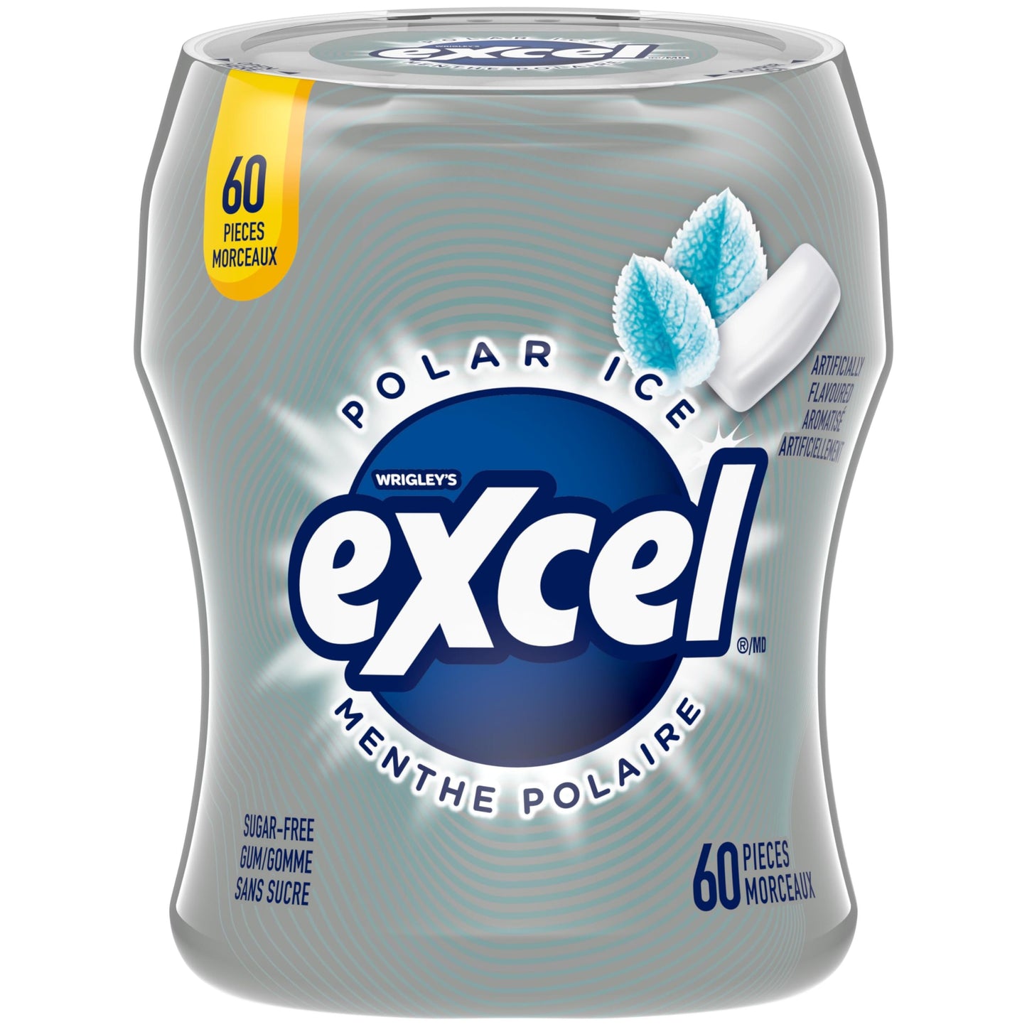 Excel Sugar-Free Gum, Polar Ice, 60pc Bottle, 6ct {Imported from Canada}