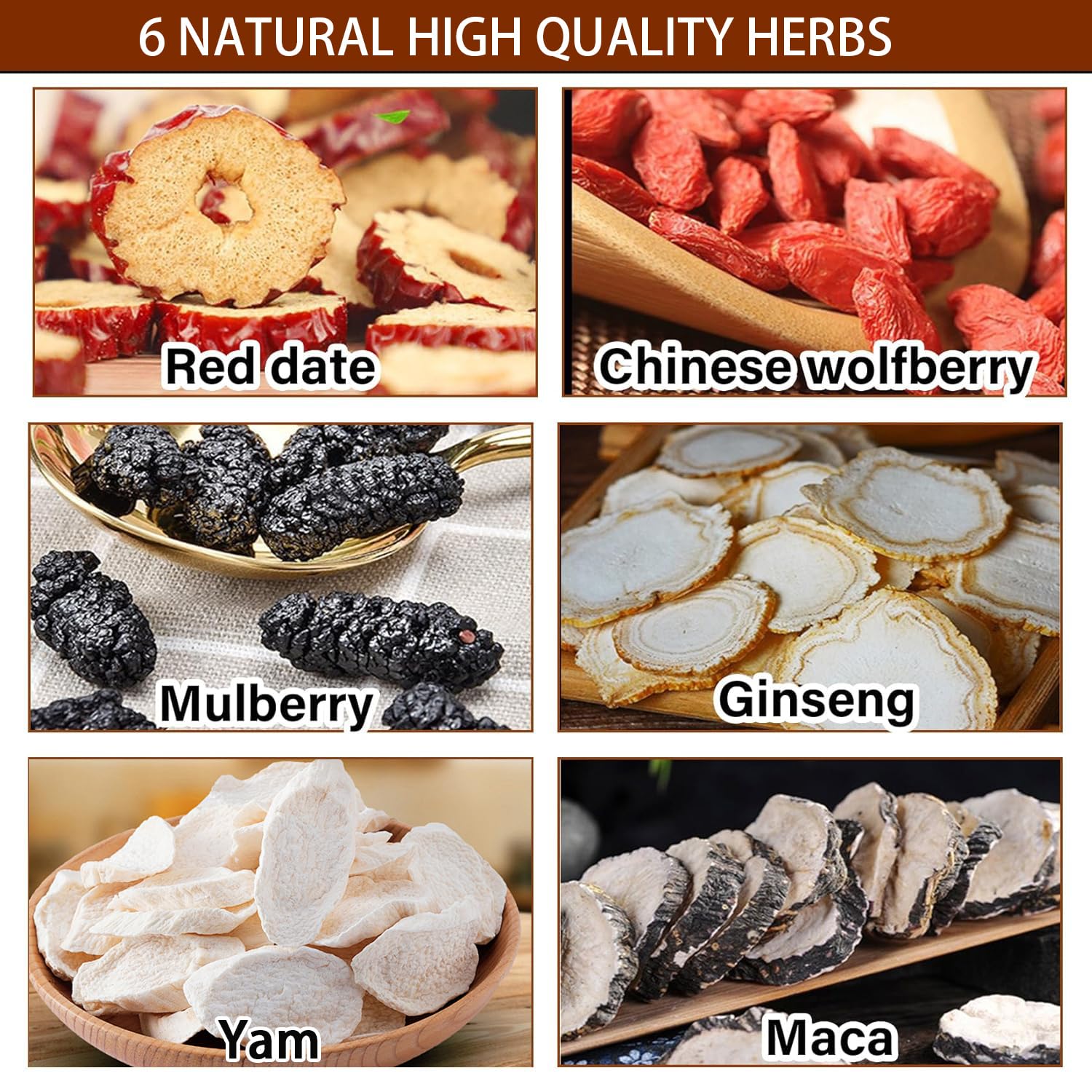 Ginseng Five Treasure Tea, Kidney Teas Formula Ginseng Six Treasure Tea, 6 Precious Ingredients Formula, Traditional Chinese Herbal Cleanse DetoxTea