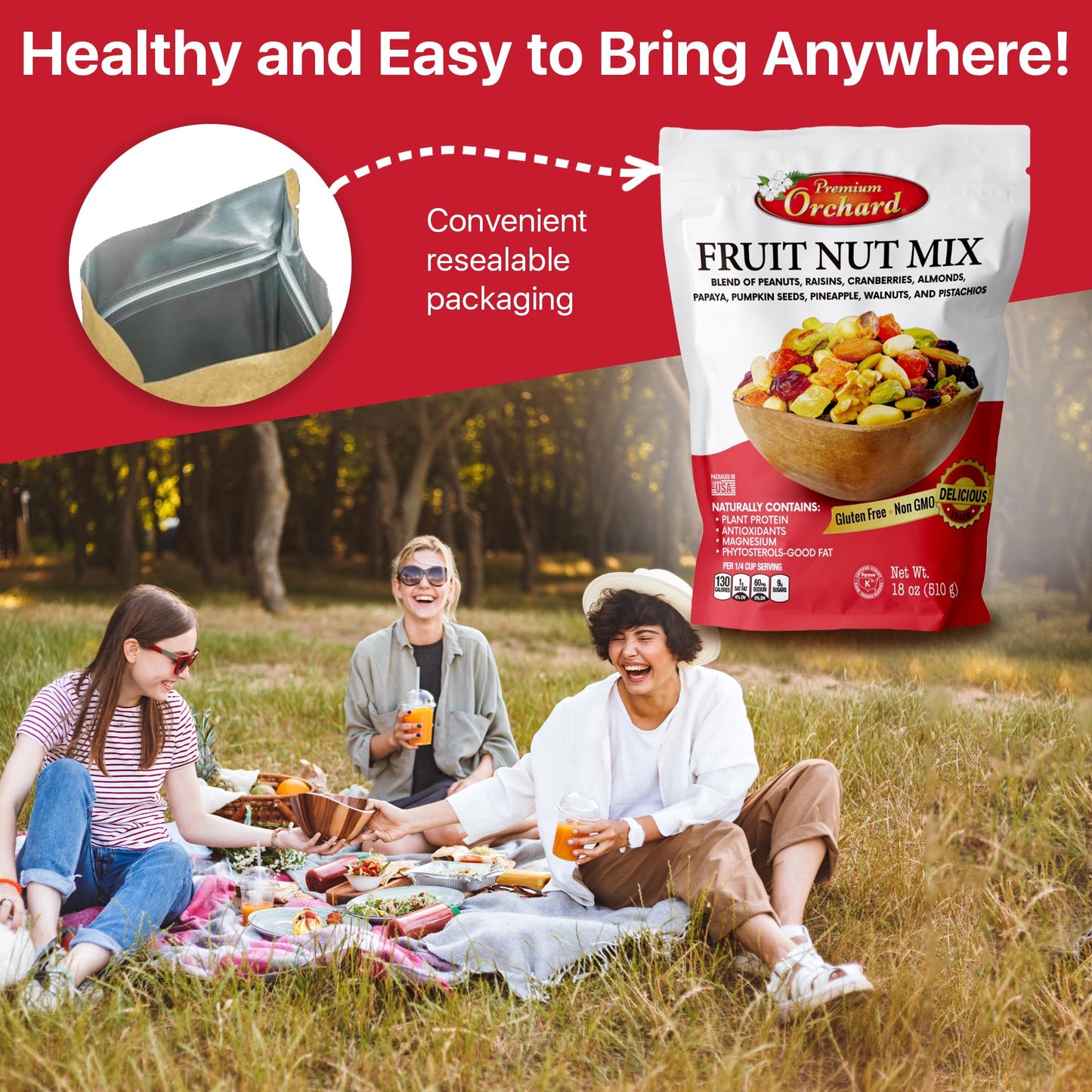 FRUIT NUT MIX TRAIL MIX by PREMIUM ORCHARD - Gourmet Trail Mix Bulk Blend of Mixed Nuts & Dried Fruit - Healthy Vegan Snacks, Snack Nut Mix, Plant