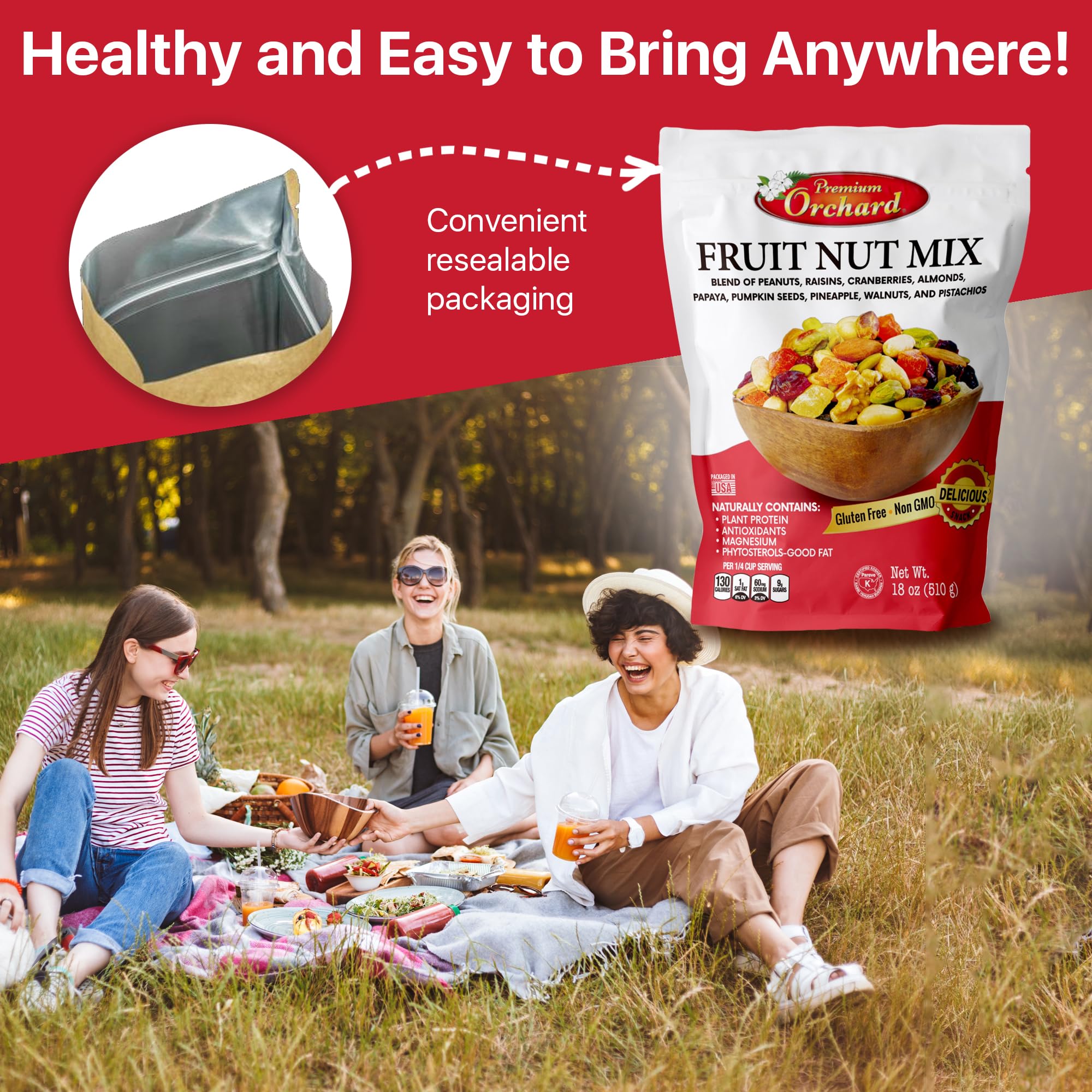 FRUIT NUT MIX TRAIL MIX by PREMIUM ORCHARD - Gourmet Trail Mix Bulk Blend of Mixed Nuts & Dried Fruit - Healthy Vegan Snacks, Snack Nut Mix, Plant