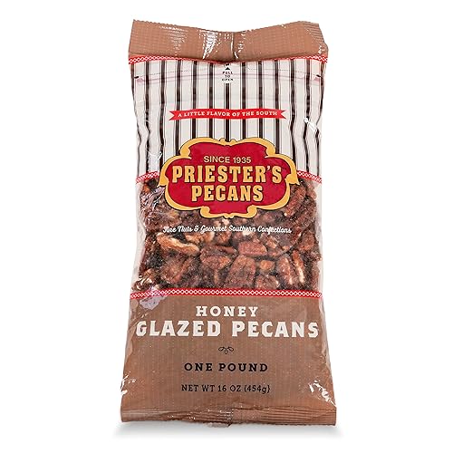PRIESTER'S | 1lb. Bag | Honey Glazed Pecans | Flavorful Premium-Crop Pecans | Grown with Care & Made with Love | Perfect for Gifts, Snacking, Recipes