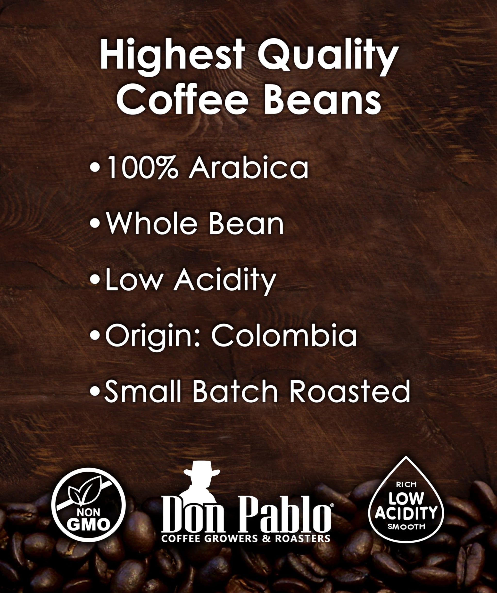 5LB Don Pablo Colombian Supremo - Whole Bean Arabica Coffee - Medium-Dark Roast - Low Acidity - 5 Pound (5 lb) Bag