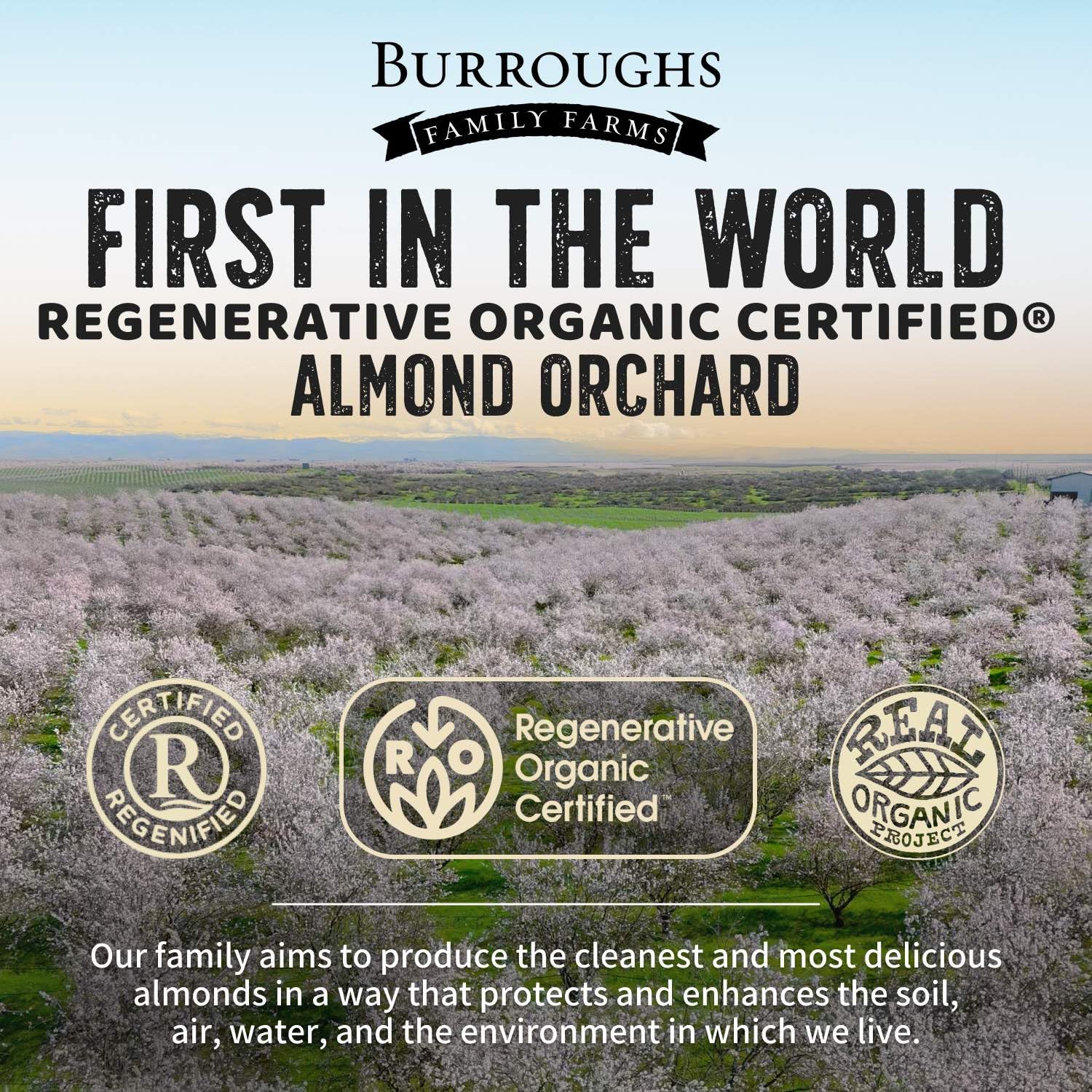 Burroughs Family Farms 3 lb USDA Organic Raw Almonds - First Regenerative Organic Certified Farm - Gluten-Free, Non-GMO, Vegan, Paleo & Keto-Friendly