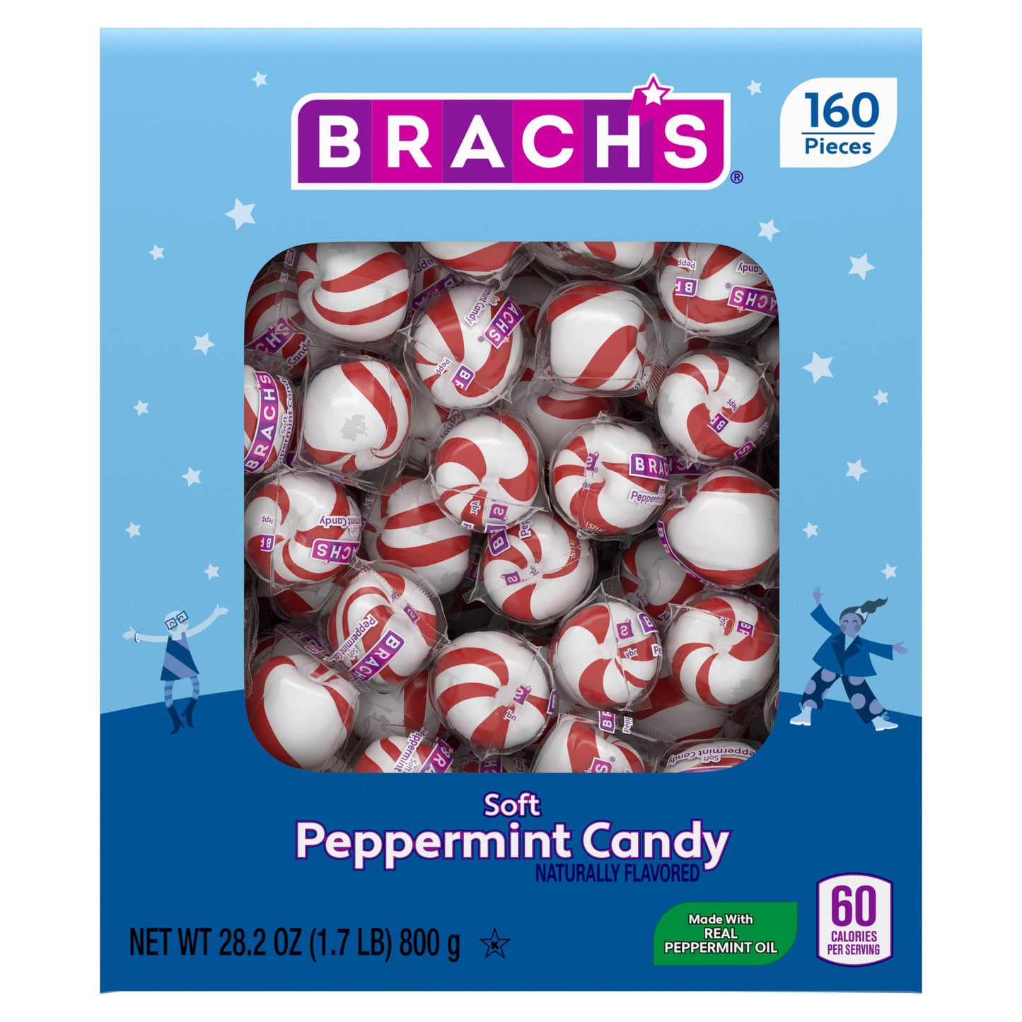 Brach's Soft Peppermint Candy, Individually Wrapped Pieces, Carton, 28.2 OZ