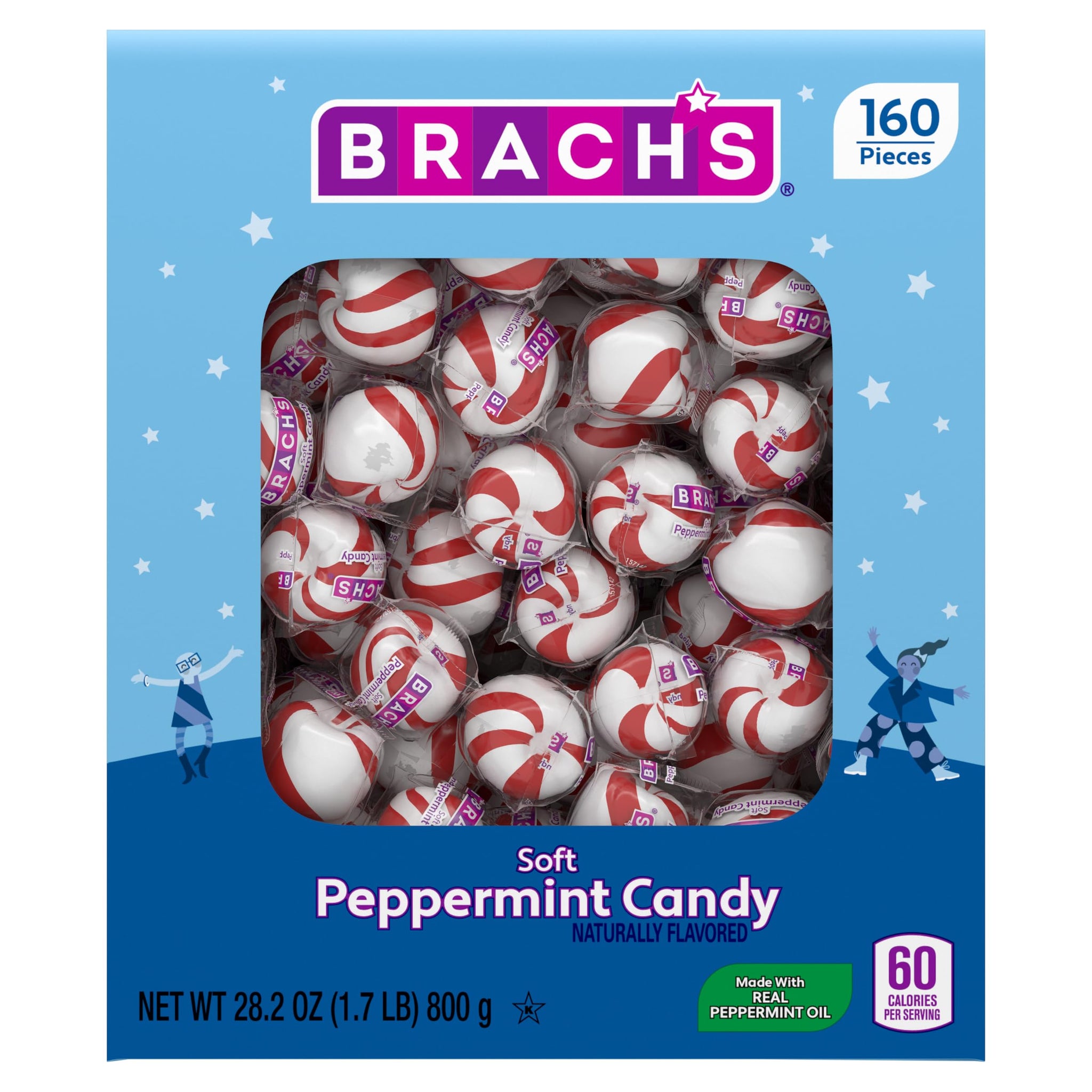 Brach's Soft Peppermint Candy, Individually Wrapped Pieces, Carton, 28.2 OZ