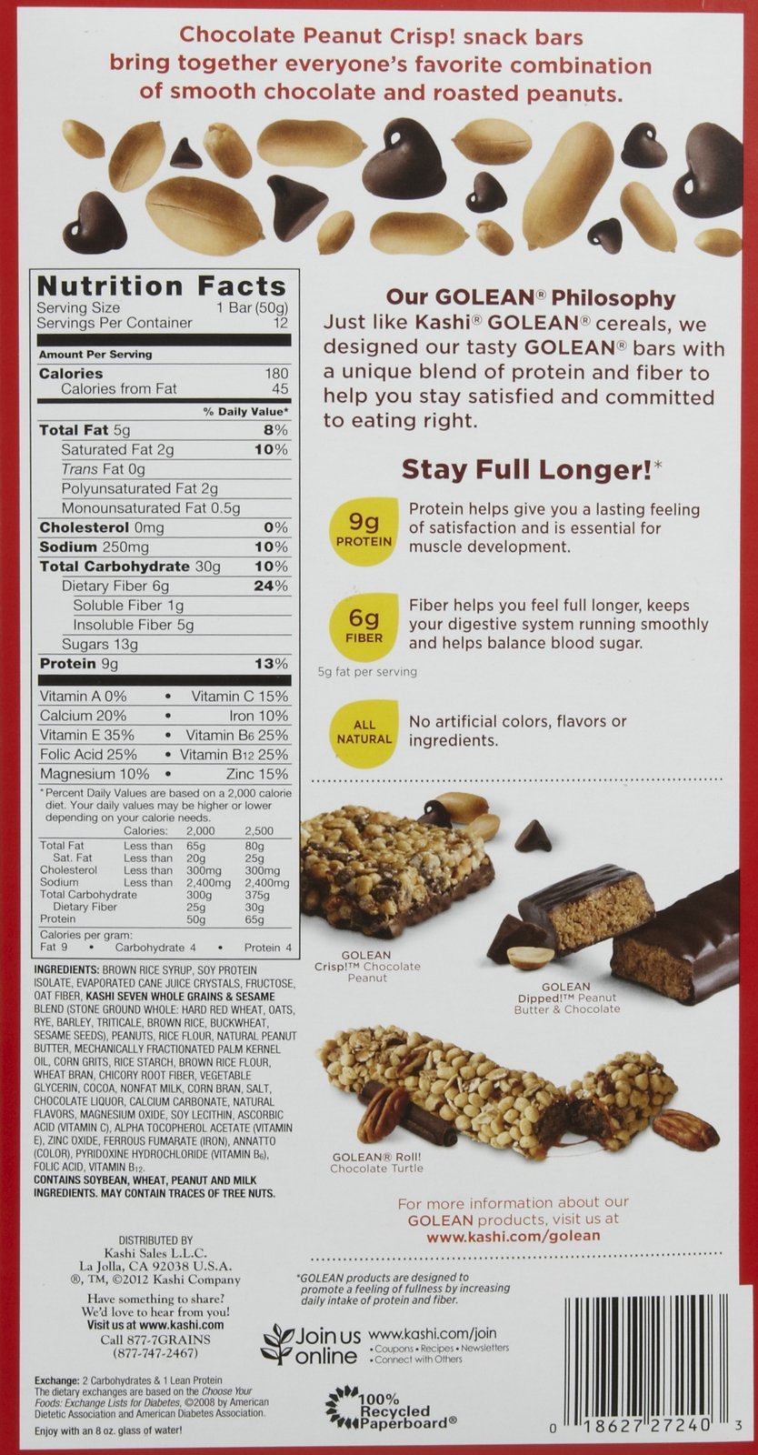 Kashi GOLEAN Bars - Chocolate Peanut - 1.76 oz - 12 ct