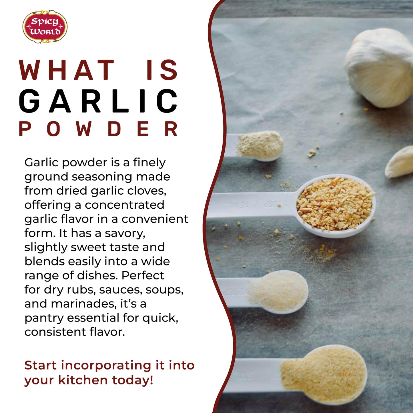 Spicy World Garlic Powder 5 LB Jar - Gluten Free, Bulk Ground Dehydrated Garlic, Non-GMO, Strong Flavor for Cooking, Seasoning, and Spice Blends