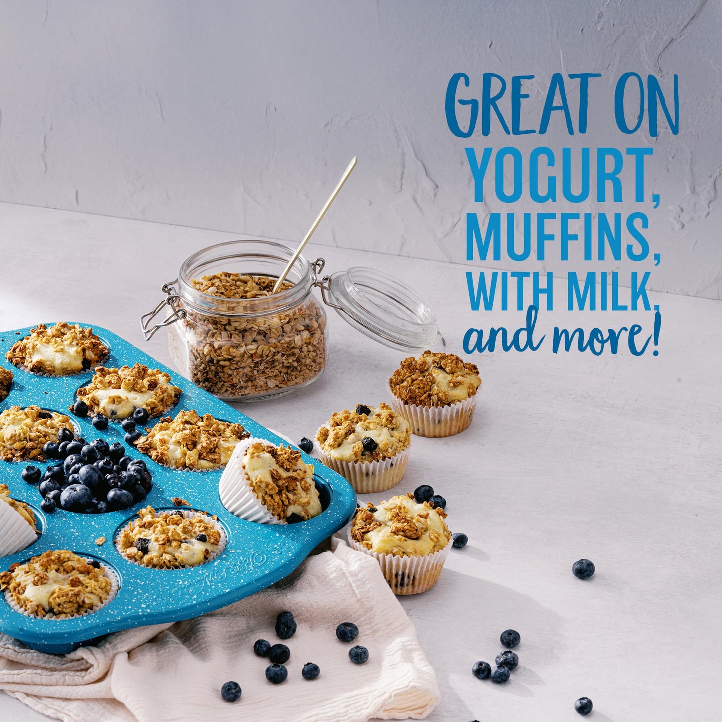 Oatsome Blueberry Protein Granola, 10g Protein, Gluten Free, Made with Whole Grain Organic Oats, Real Blueberries, & Hemp Seeds, for Protein Snacks