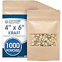 Spartan Industrial - 4" X 6" Kraft Paper Resealable Stand-Up Pouches - Pack of 1000 Small Smell-Proof Storage Pouches for Food Packaging, Pet Treats