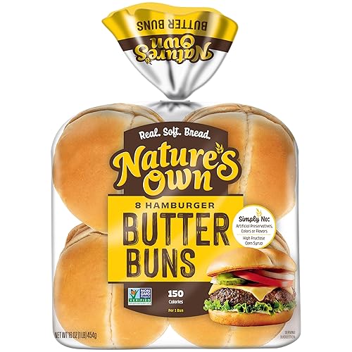 Nature's Own Butter Buns Hamburger Buns, Non-GMO Hamburger Buns, 8 Count