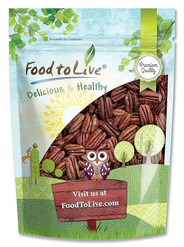 Food to Live Dry Roasted Pecan Halves with Himalayan Salt, 1.5 Pounds Oven Roasted Lightly Salted, No Oil Added, Vegan Snack, Kosher, Keto. Good