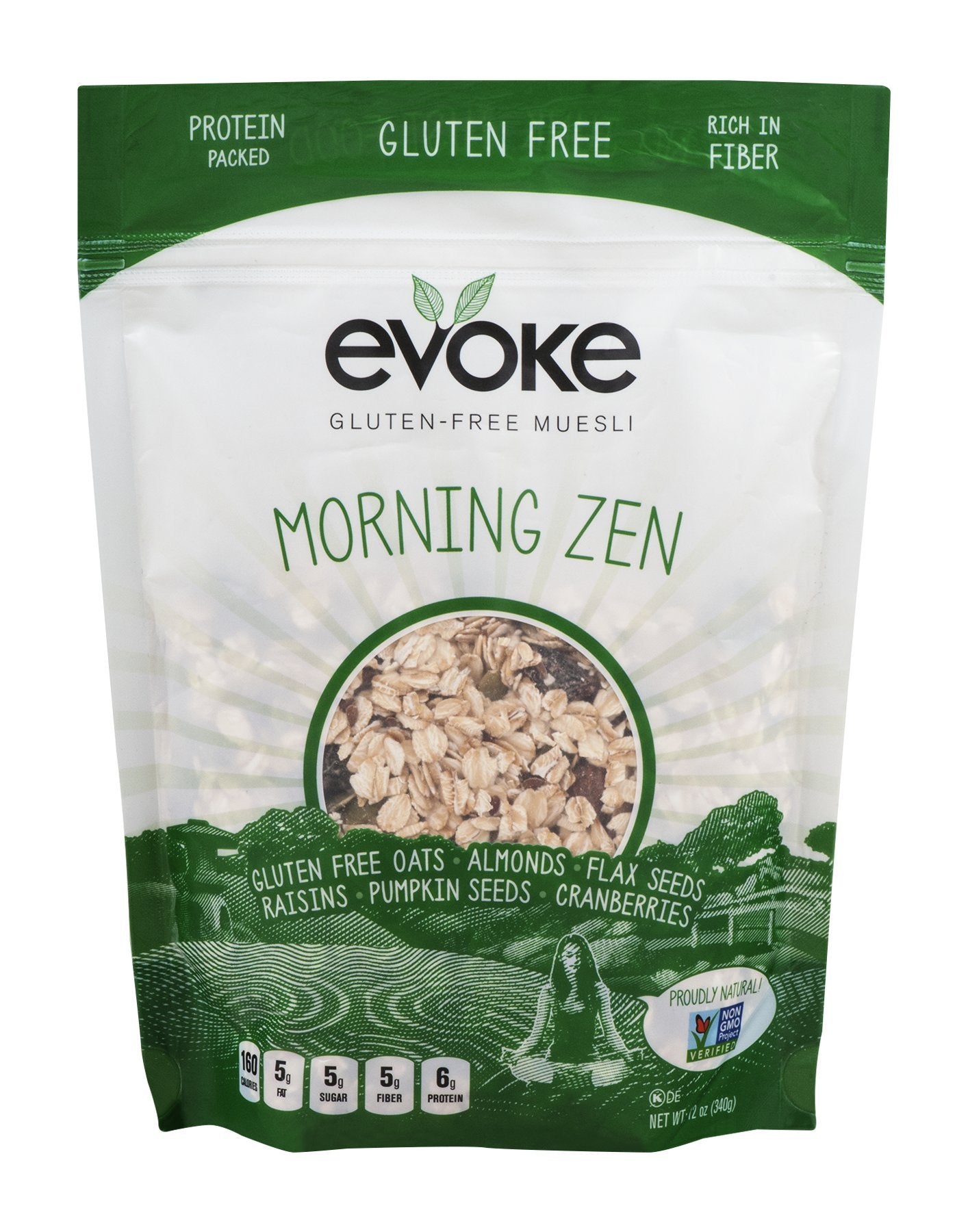 EVOKE Morning Zen Gluten-Free Muesli Cereal, 12 ounce - Low Sugar, Enjoy Cold or Hot, Overnight Oats (1571173)