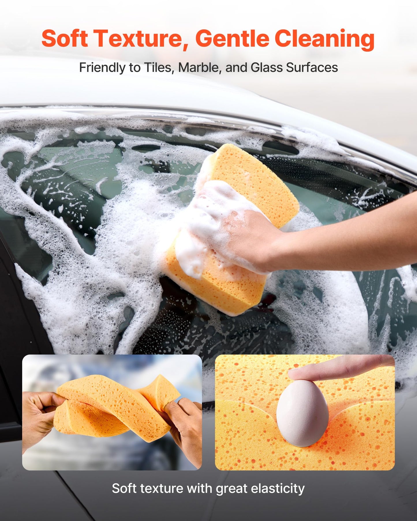 VEVOR 6-Pack Non-Scratch Cleaning Sponges, Dish Scrubber Sponges for Kitchen, Bathroom, Tiles, Marble and Glass Surfaces, Large Household Scrubbing