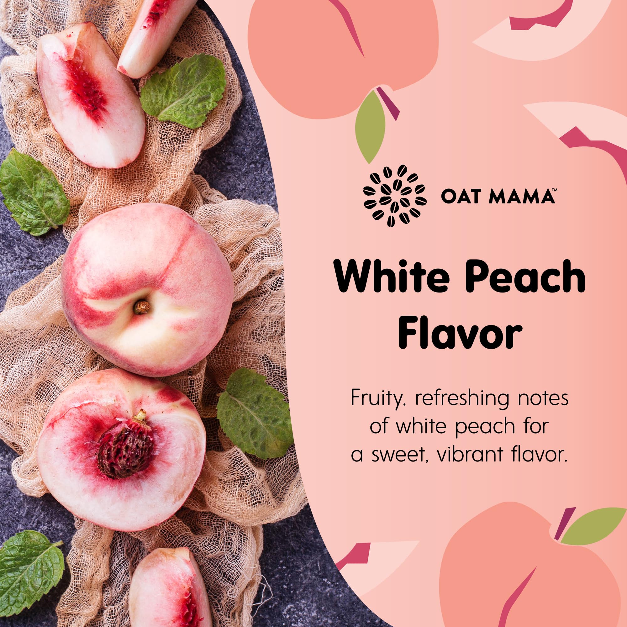 Oat Mama Flavored Microplastics-Free Labor Prep Tea for Third Trimester Pregnancy Support - White Peach Flavor - Organic Prenatal Support - Prepare