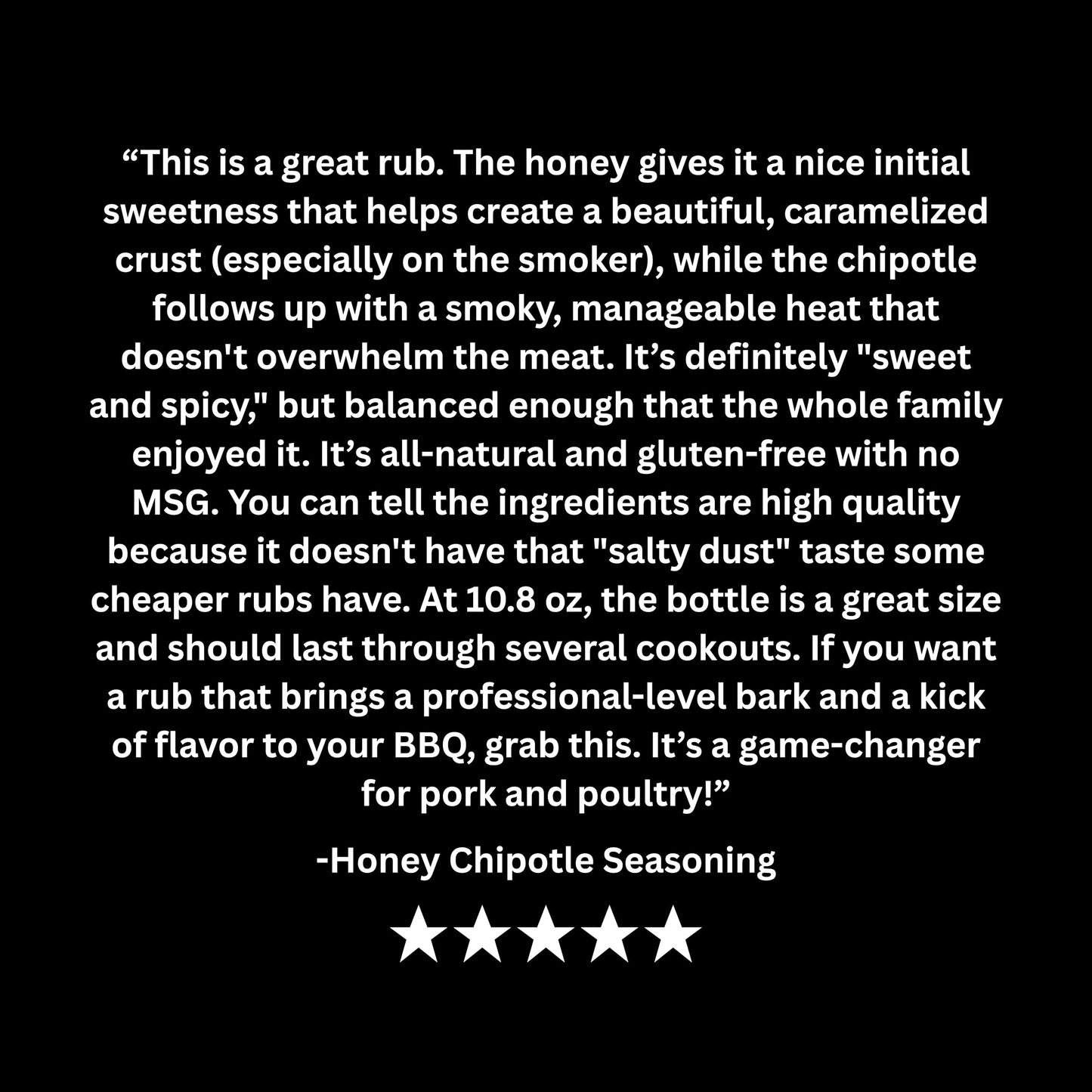 Honey Chipotle BBQ Rub (10.8 oz) - Sweet & Spicy BBQ Seasoning for Chicken, Ribs, Wings & Pork - No MSG, Gluten Free, All Natural - Smoky Grill