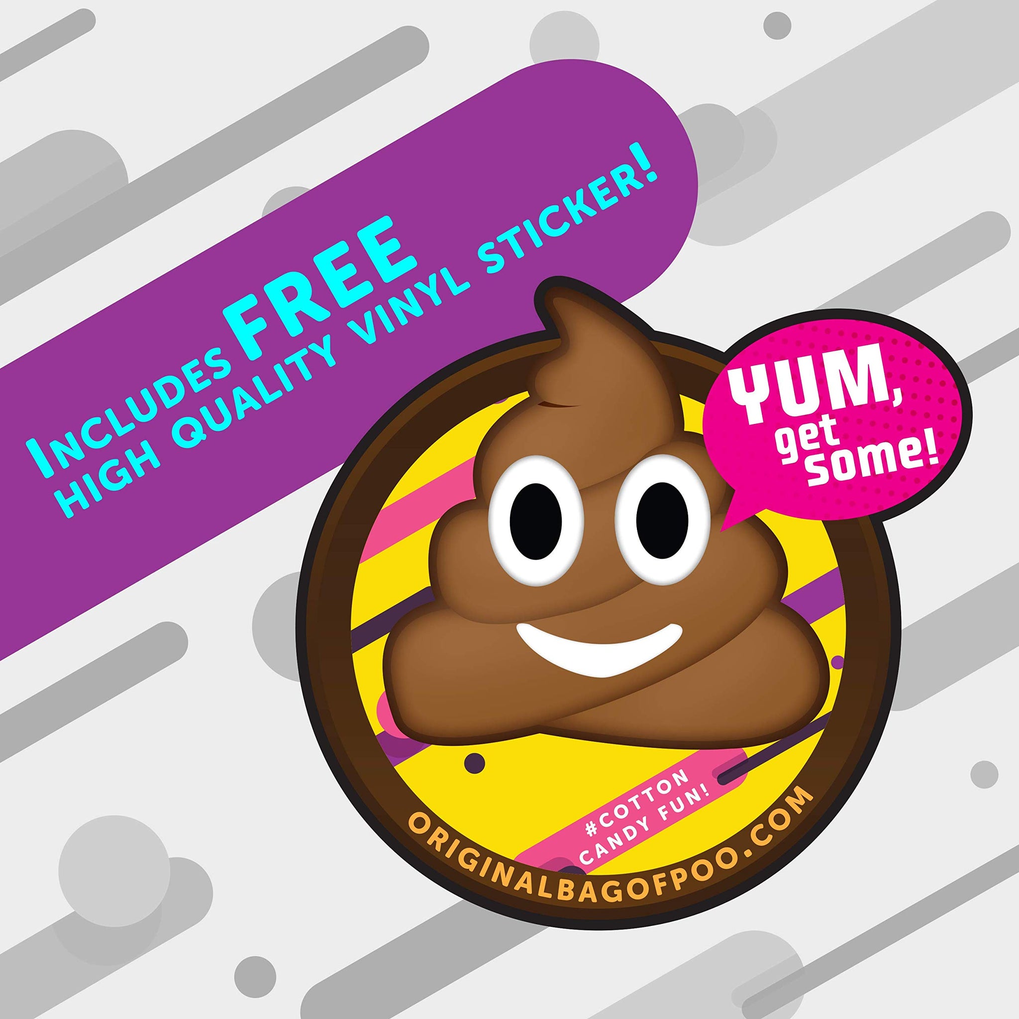 The Original Bag of Poo®, Emoji Poo (Black Cherry Flavor Cotton Candy) Novelty Poop Gag Gift. Free sticker inside.
