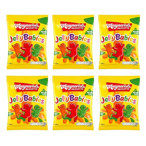 Maynards Bassetts Jelly Babies Sweets Bag 130g (Pack of 6)