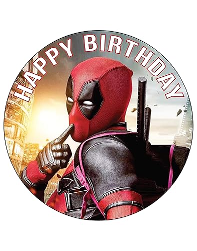 7.5 Inch Edible Cake Toppers - Red and Black Masked Themed Birthday Party Collection of Edible Cake Decorations