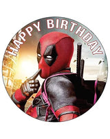7.5 Inch Edible Cake Toppers - Red and Black Masked Themed Birthday Party Collection of Edible Cake Decorations