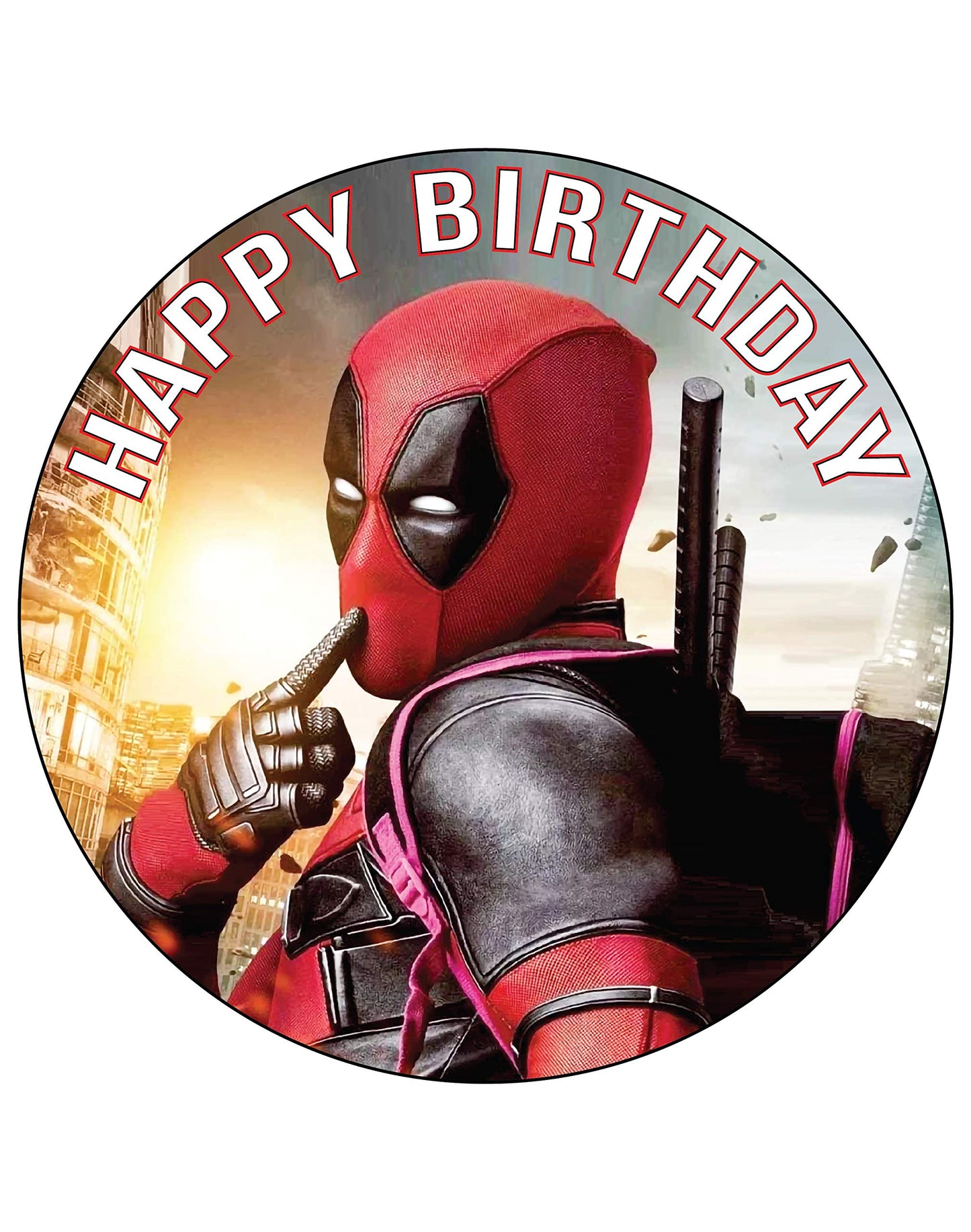 7.5 Inch Edible Cake Toppers - Red and Black Masked Themed Birthday Party Collection of Edible Cake Decorations