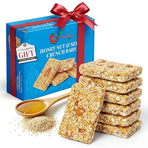 NY Spice Shop Honey Nut and Seed Snack Bar - 1 Pound Sesame Snacks Nuts & Seed Snaps Honey Candy with Almonds, Cashews & Sunflower Seeds - Healthy
