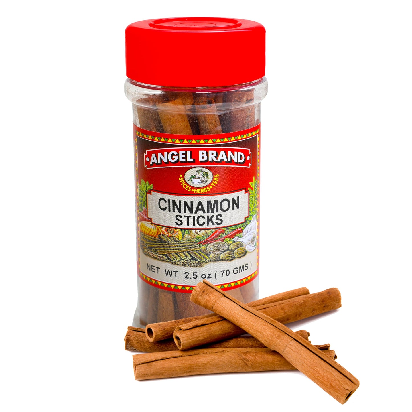 Angel Brand Cassia Cinnamon Sticks - Whole 2.5oz Bottle - Aromatic, Fresh, and Flavorful Cinnamon Sticks for Cooking, Baking, Beverages, and Tea