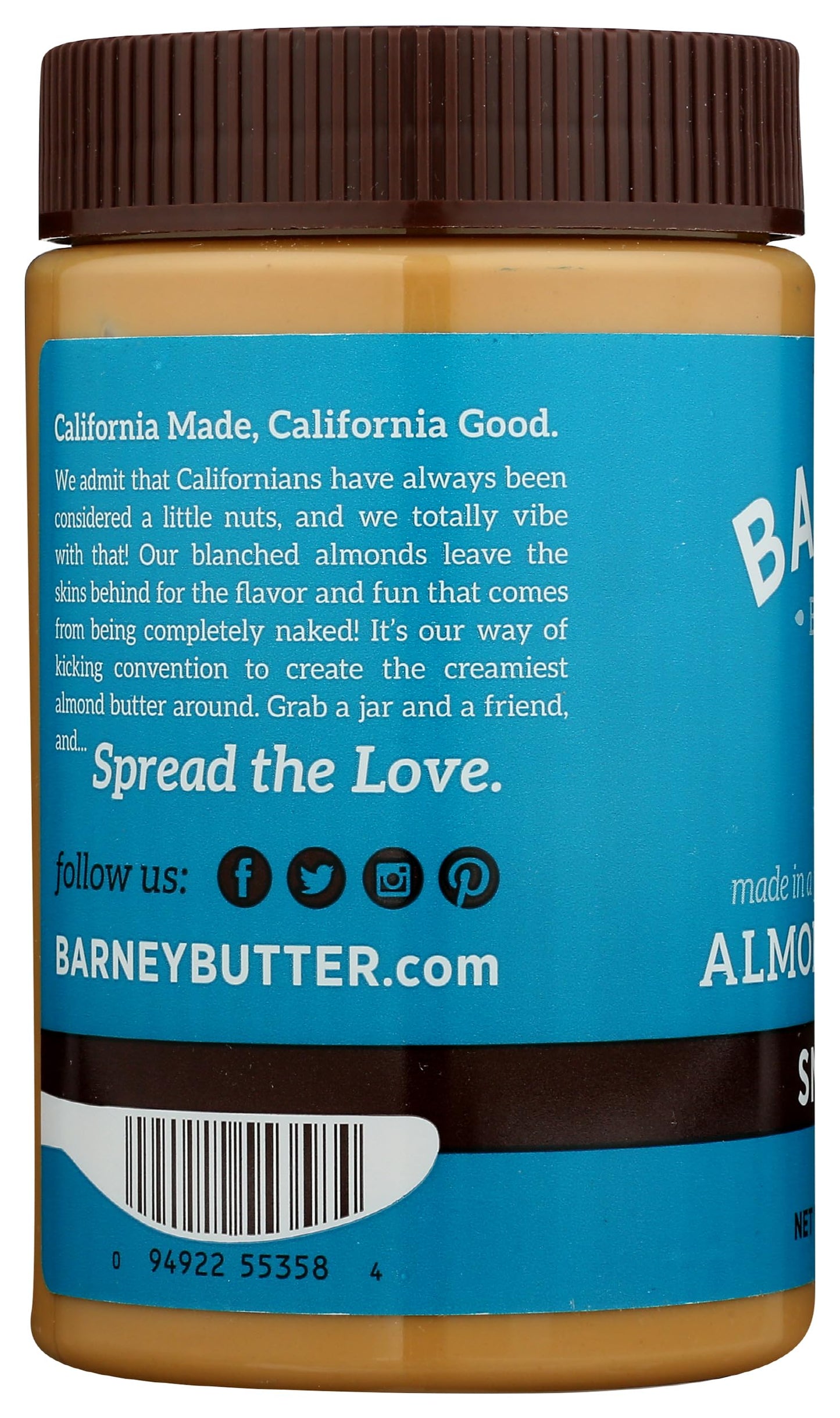 Barney Butter Almond Butter, Smooth, No Stir, Non-GMO, Skin-Free, Paleo Friendly, KETO, 16 Ounce