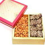 Ghasitaram Gifts Diwali Gifts Diwali Chocolate - Carving Box with English Brittle Chocolates and Almonds