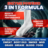 Uncle Todd’s Bio Enzyme Laundry Booster - 2 lb (64 Loads) Odor Stomp Laundry Sanitizer Additive - Clothes Stain Remover - Removes Sweat, Body Odor
