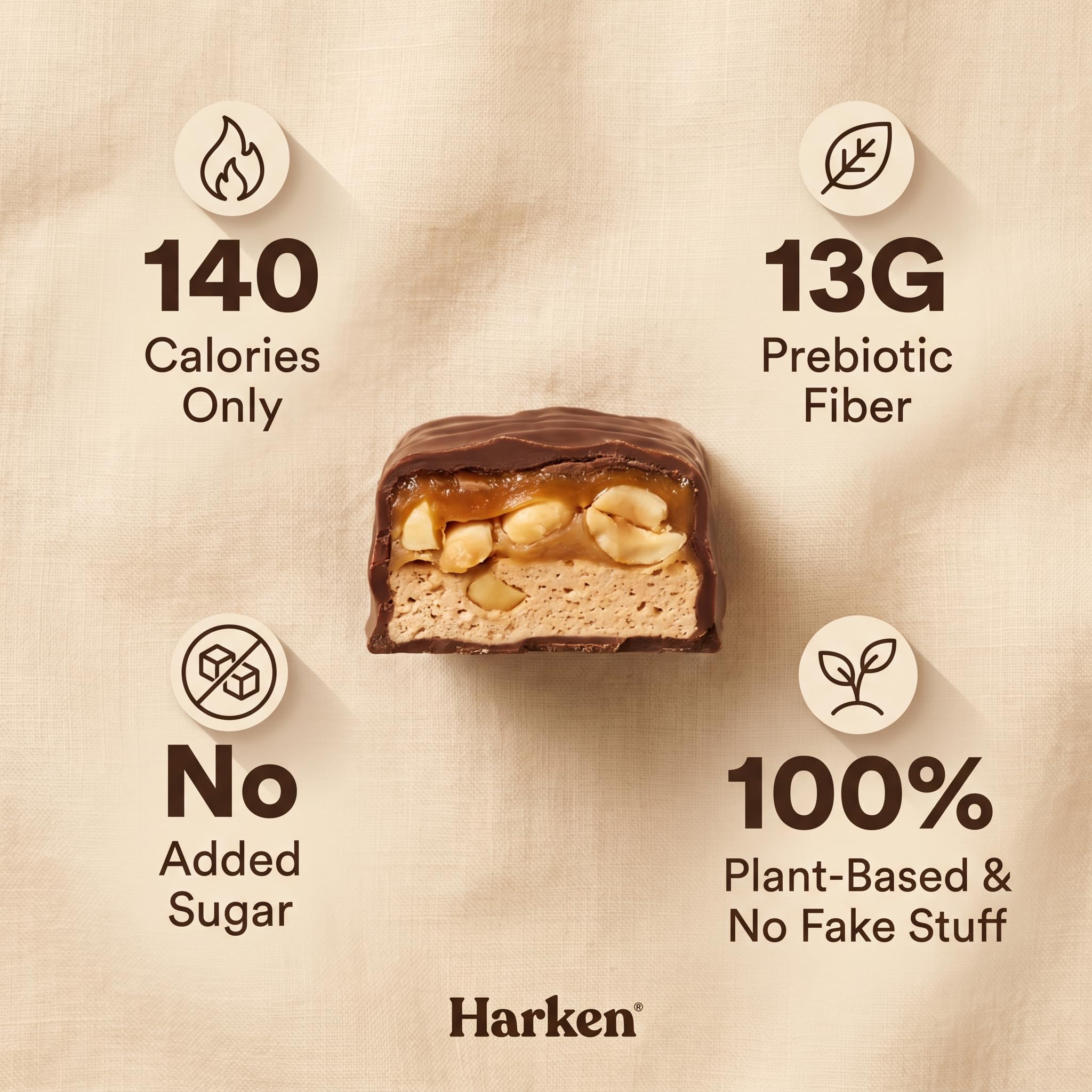 Harken Sweets Dates Caramel Nougat Peanuts 1.41 oz (Pack of 1) - Date Candy Bar - Caramel Peanut Snack Bar for On the Go