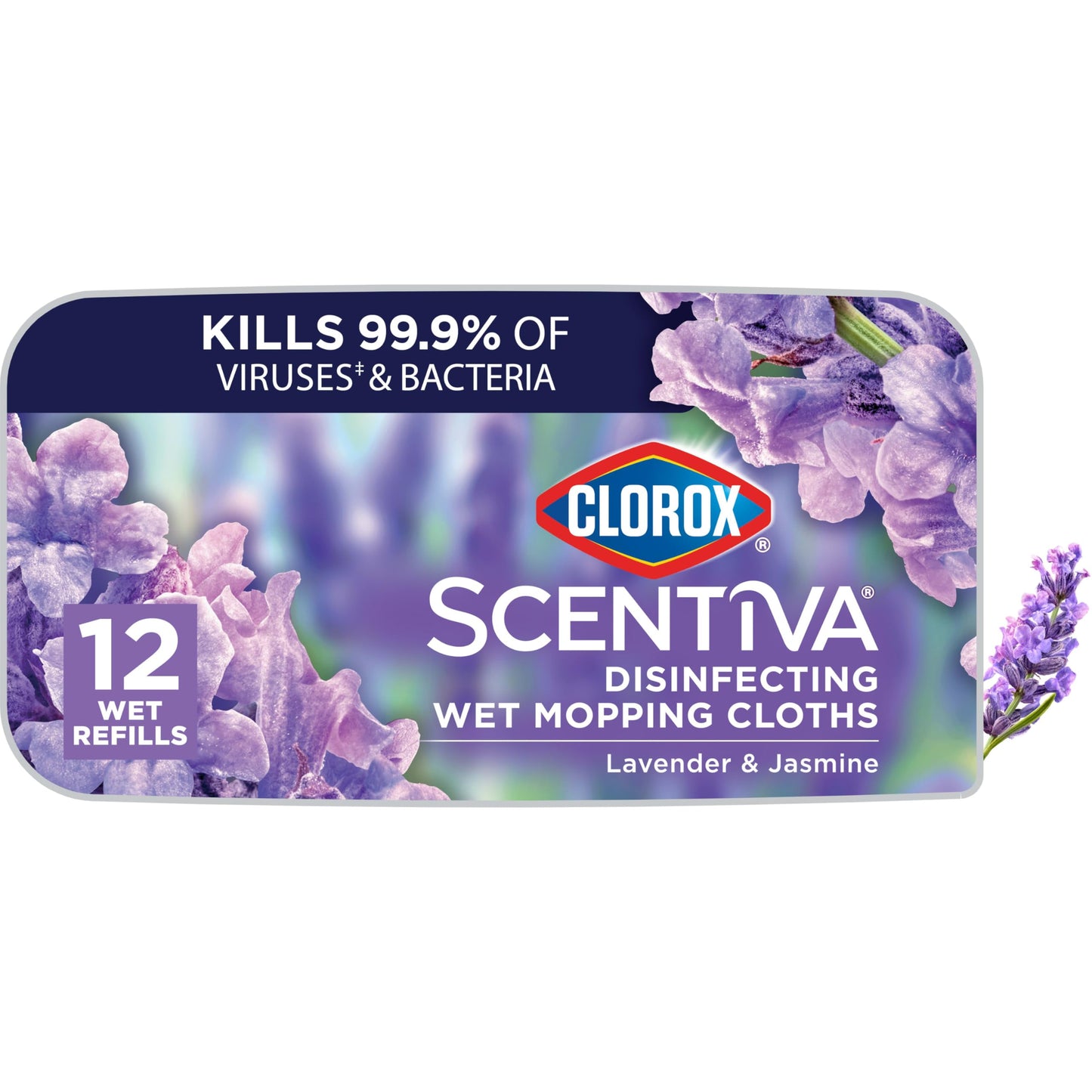 Clorox Scentiva Disinfecting Mopping Cloths, Lavender and Jasmine, 12 Wet Refills (Pack May Vary)