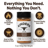 Kinders Rub Brown Sugar BBQ 5 oz (Pack of 6) - BBQ Rub Seasoning Spices - BBQ Seasoning for Burgers and Beef Ribs with Food a Random Item - 7 Total