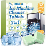 Bellaluce Ice Machine Cleaner Tablets, 32 Effervescent Descaling Tabs, Nickel Safe Cleaner for Countertop, Nugget, Portable & Commercial Ice Makers