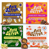 Date Better Stuffed Medjool Dates Variety Pack - Dark Chocolate-Covered Dates Filled With Peanut Butter, Hazelnut, Cashew Lime & Almond Java | No