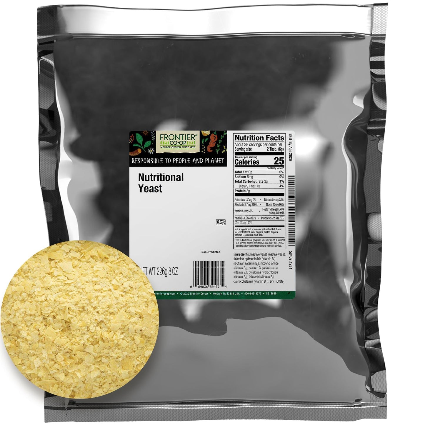 Frontier Co-op Nutritional Yeast, 8.01 Oz, Dairy-Free, Cheese-Substitute