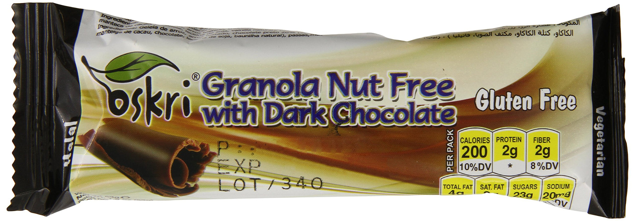 Oskri Granola Nut Free Bar, Raisins with Dark Chocolate, 1.9-Ounce (Pack of 20)