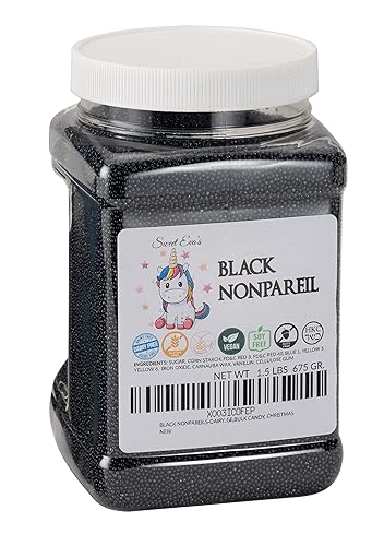 BLACK NONPAREILS- Dairy Free, Gluten Free, Egg Free, Vegan, Soy Free, Nuts Free, Kosher, Cookies, Decorating and Baking, Cake Sprinkles, Toppings